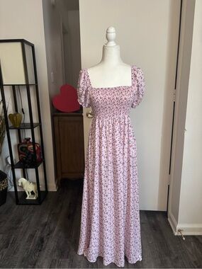 Pie in the Sky Pink Floral Smocked Dress Top